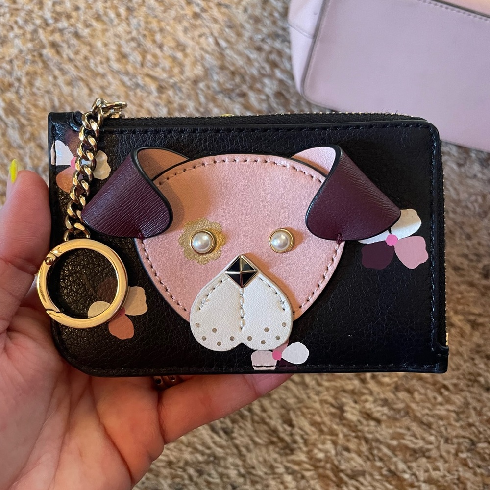 Kate Spade Floral Dog Zipper Card Holder
